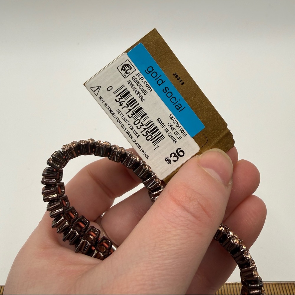Monet Rose Gold Brown Rhinestone Stretch Bracelet - Picture 8 of 8
